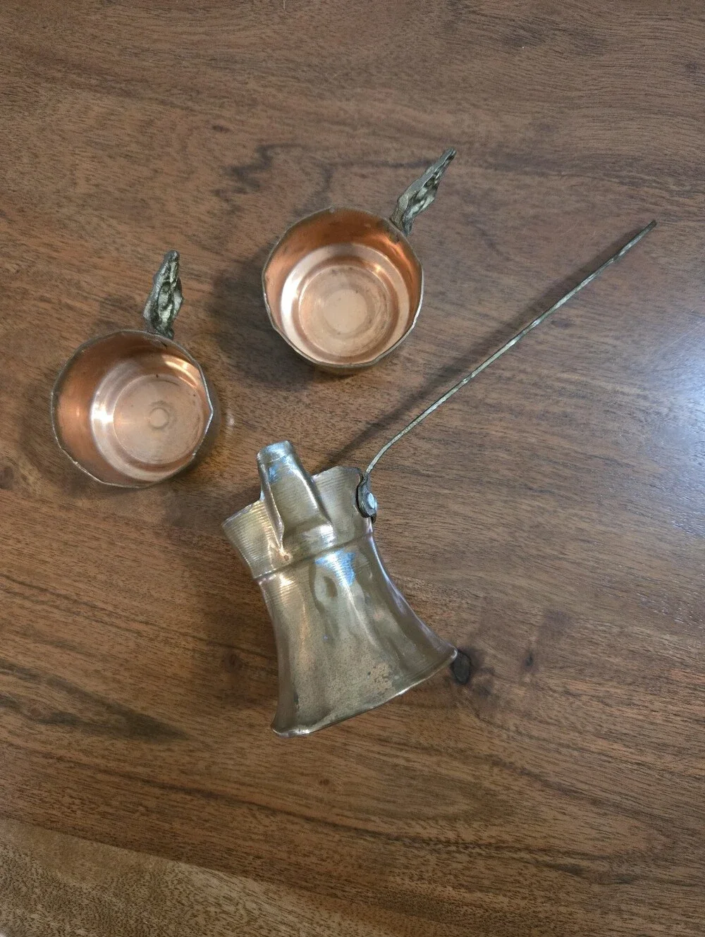 Vintage Copper Turkish Coffee Pot and Dipping Cups Set